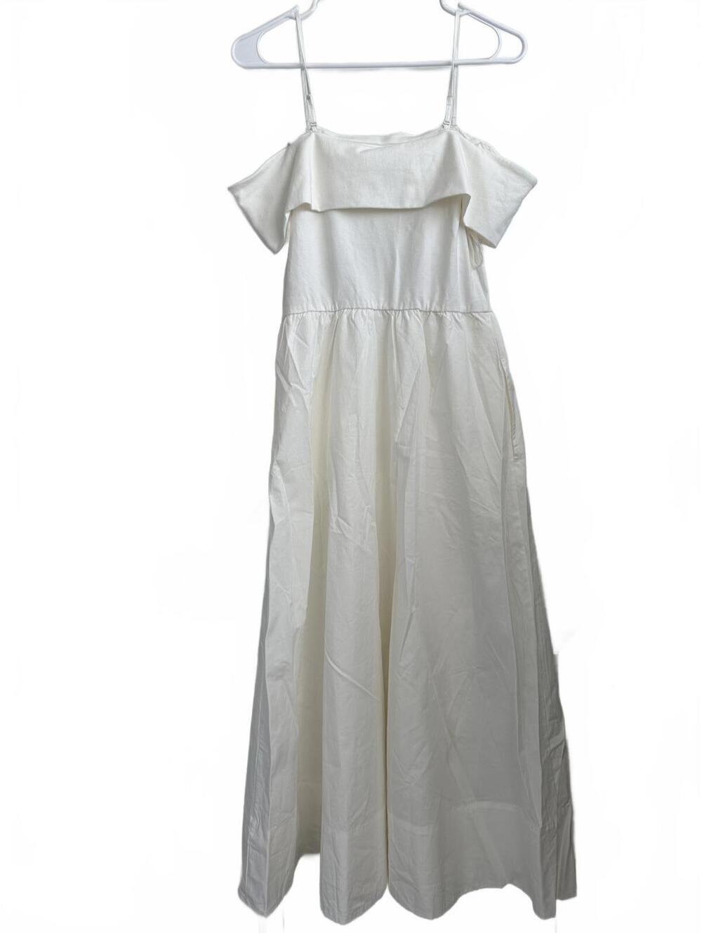 Gap Cotton Mixed Media Off-Shoulder Midi Dress New Off White NWT Small Petite - Picture 4 of 9
